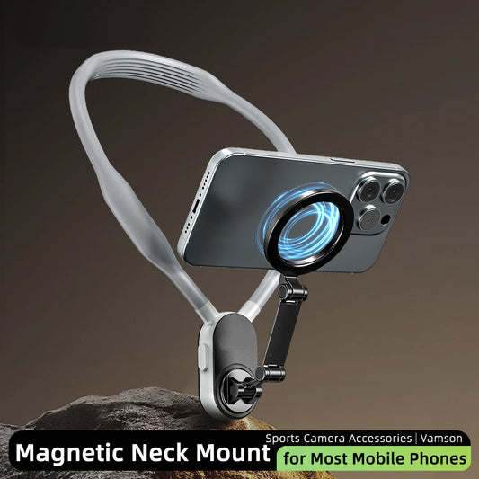 Silicone Mag-Safe Magnetic Neck Hold Mount for Mobile Phones