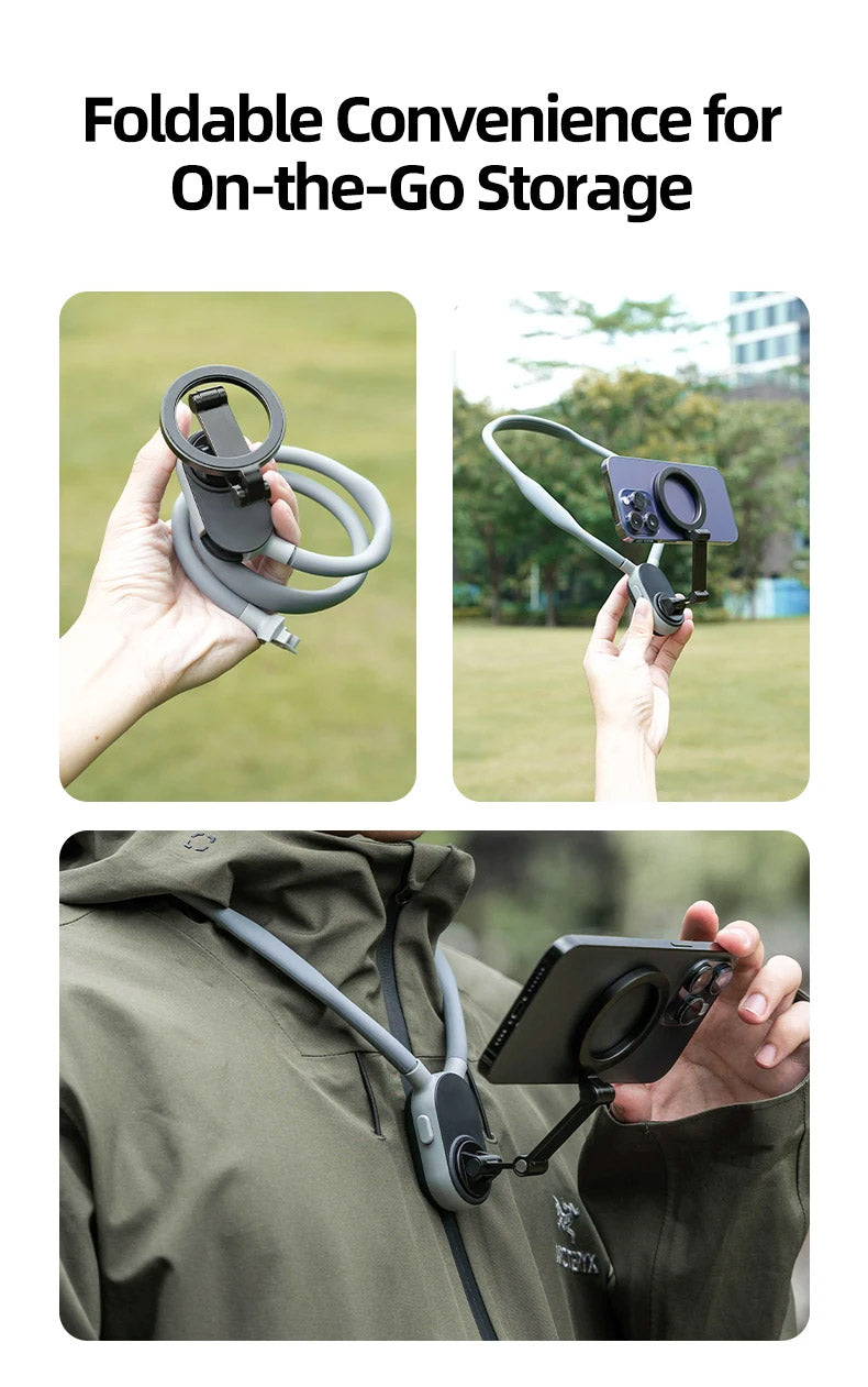 Silicone Mag-Safe Magnetic Neck Hold Mount for Mobile Phones