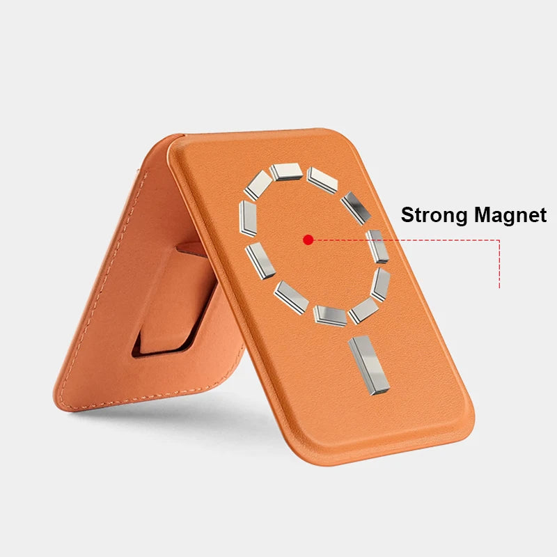 Magnetic Card Wallet Stand Mag-Safe Credit Card Holder Pu Leather for iPhones 12 and later versions