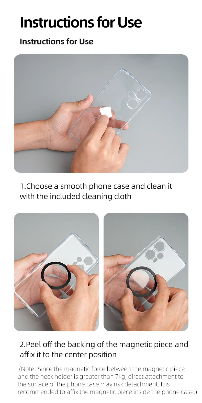 Silicone Mag-Safe Magnetic Neck Hold Mount for Mobile Phones