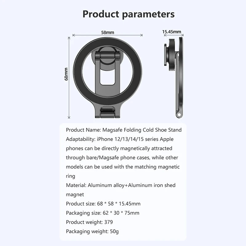 Universal Camera Magnetic Phone Holder For Mag-safe For Iphone, Samsung, and all Mag-Safe compatible Devices