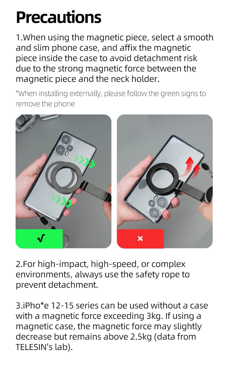 Silicone Mag-Safe Magnetic Neck Hold Mount for Mobile Phones