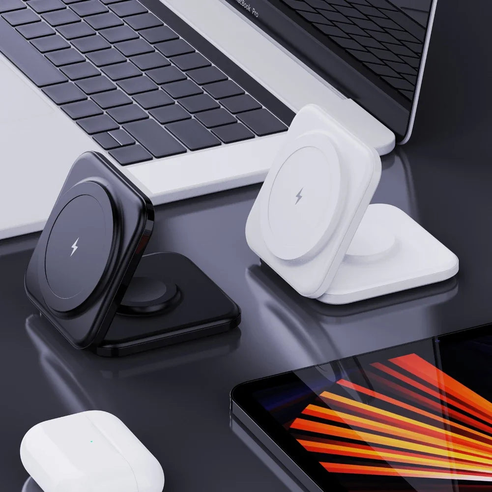 30W Magnetic Wireless Charger 3 in 1 Fast Charging Station Foldable Phone Holder Stand for iPhone 12 or later versions, AppleWatch AirPods Airpods