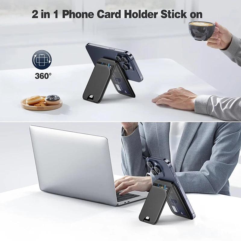 Mag-Safe Magnetic Card Wallet and Stand  Credit Card Holder Pu Leather for iPhones 12 and later versions