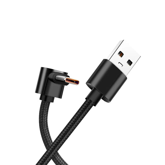 Nylon Braided 90 Degree Elbow Type C USB Fast Charging Cable Wire Android phones and iPhone 16 (better grip for charging while gaming!)