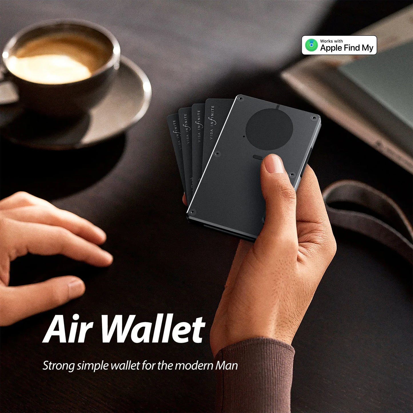 Smart Wallet work with Apple Find My APP, RFID Blocking Slim Wallet, Minimalist Front Pocket Credit Card Holder & Detachable