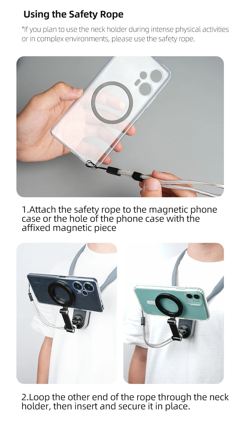 Silicone Mag-Safe Magnetic Neck Hold Mount for Mobile Phones