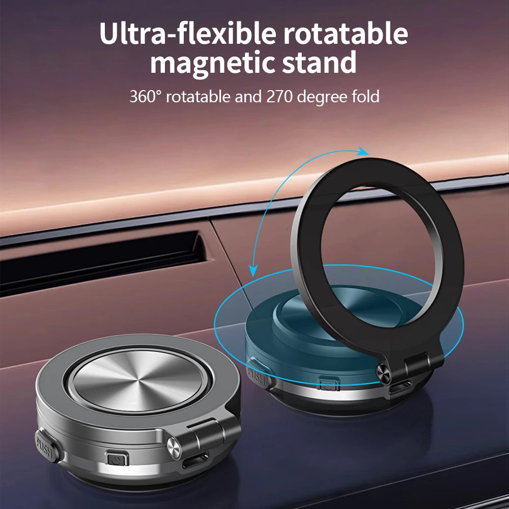 Car Phone Holder Electric Vacuum Magnetic Mount 360° Rotating N52 Strong Magnet for iPhone 12, 13, 14, 15, 16, Pro, and other Mag-safe compatible Phones