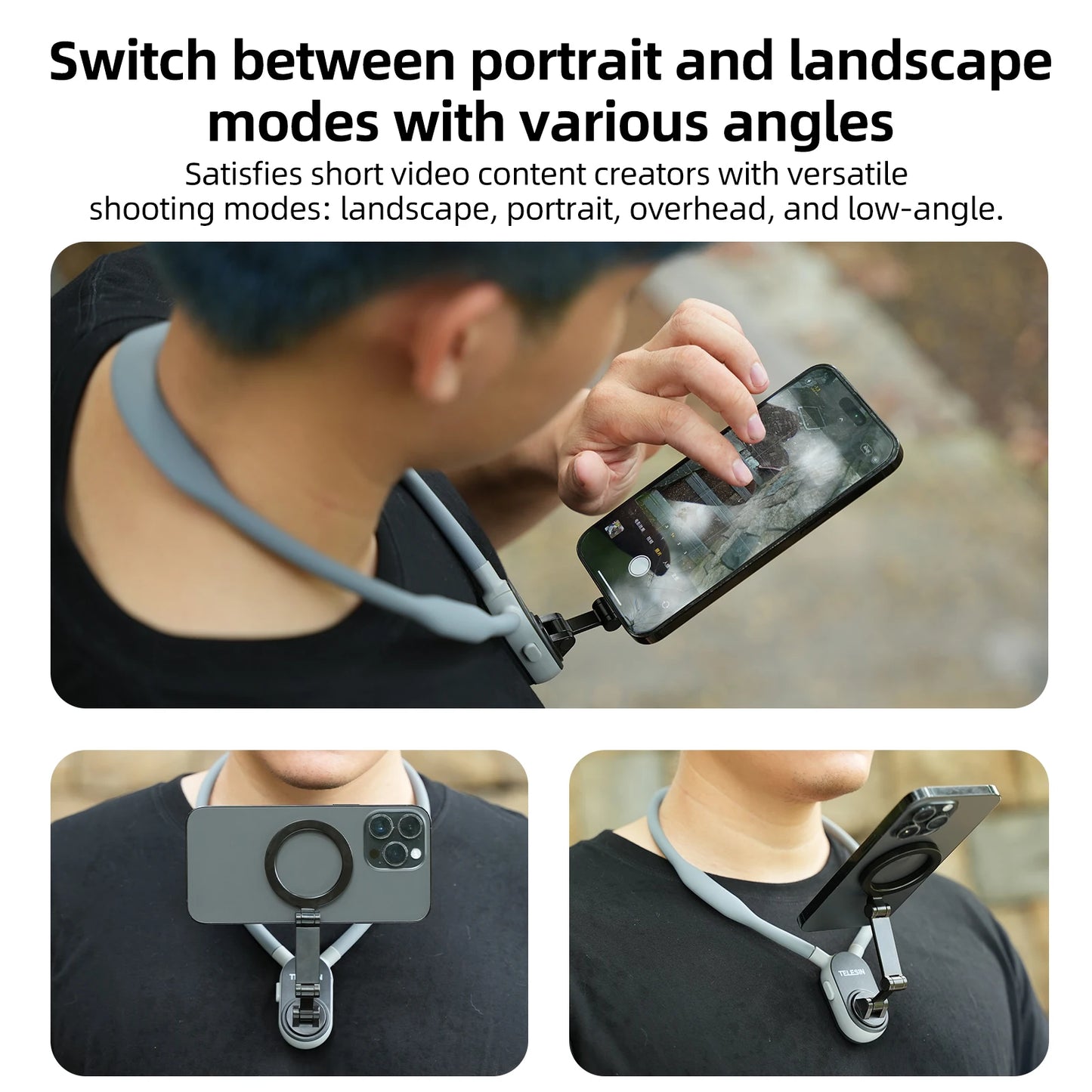 Silicone Mag-Safe Magnetic Neck Hold Mount for Mobile Phones