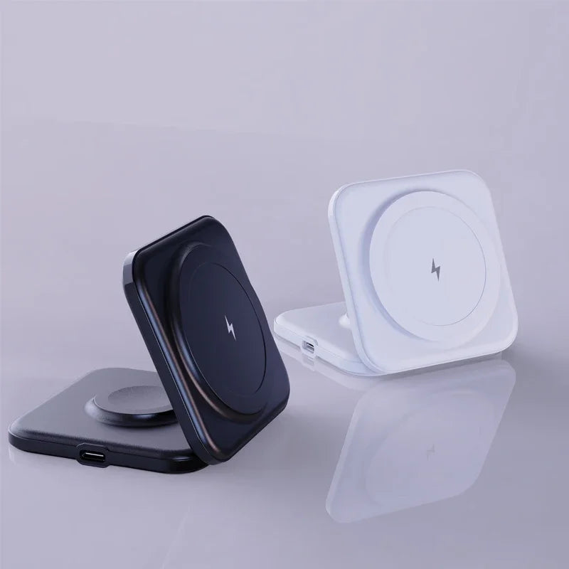 30W Magnetic Wireless Charger 3 in 1 Fast Charging Station Foldable Phone Holder Stand for iPhone 12 or later versions, AppleWatch AirPods Airpods