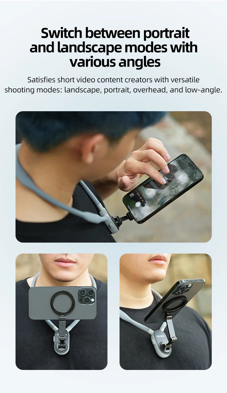 Silicone Mag-Safe Magnetic Neck Hold Mount for Mobile Phones