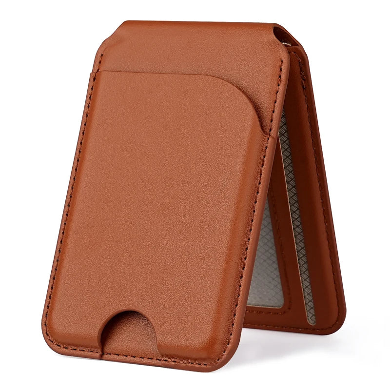 Mag-Safe Magnetic Card Wallet and Stand  Credit Card Holder Pu Leather for iPhones 12 and later versions